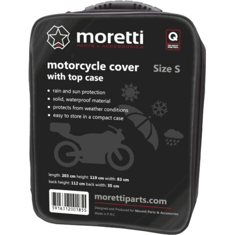 Motorradabdeckung mit Topcase, Größe S, Moretti
