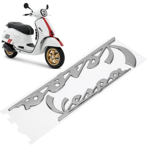 Motorradaufkleber, Motorrad-Emblem-Aufkleber, 3D-Harzaufkleber, Motorrad-Dekoration-Emblem-Aufkleber für Vespa GTS300 LX125 LX150 IE Sprint Primavera 300 LX LXV (Silber)