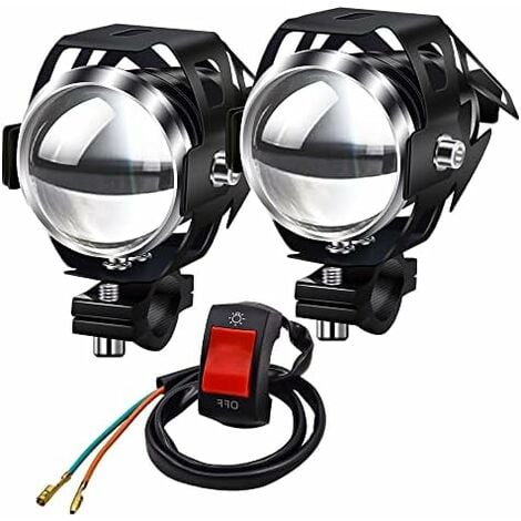Motorradscheinwerfer Zusatzscheinwerfer, U5 Motorrad Nebelscheinwerfer Projektor Spot LED Motorrad 125W 3000LM Zusatzscheinwerfer mit Schalter für Motorrad Quad Scooter HIASDFLS