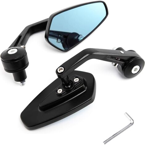Motorradspiegel, schwarze CNC-gefräste Lenkerendenspiegel aus Aluminium, universeller 7/8"-Lenkerspiegel (22 mm), HD-Rückspiegel mit Blendschutz, geeignet für Straßenmotorräder und Roller