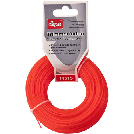 Motorsense Freischneider Mähfaden Trimmerfaden 1,3mm-100m rund Nylon Signalfarbe