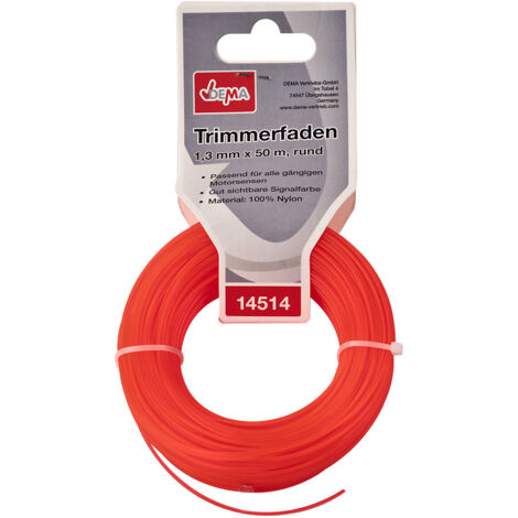 Motorsense Freischneider Mähfaden Trimmerfaden 1,3mm-50m rund Nylon Signalfarbe