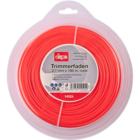 Motorsense Freischneider Mähfaden Trimmerfaden 2,7mm-100m rund Nylon Signalfarbe