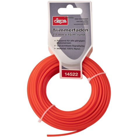 Motorsense Freischneider Mähfaden Trimmerfaden 2,7mm-15m rund Nylon Signalfarbe