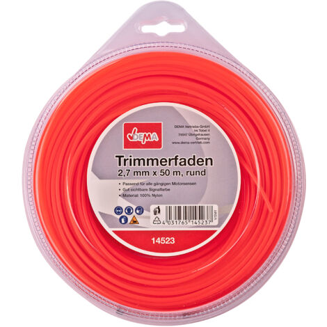 Motorsense Freischneider Mähfaden Trimmerfaden 2,7mm-50m rund Nylon Signalfarbe