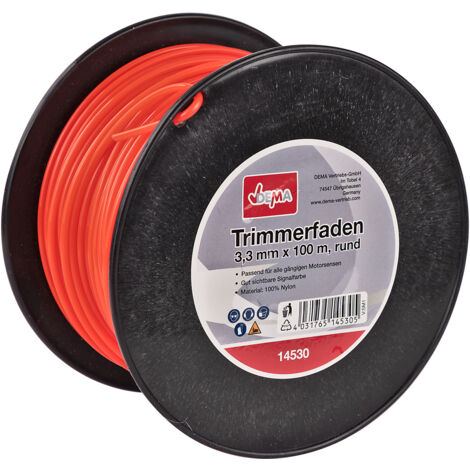 Motorsense Freischneider Mähfaden Trimmerfaden 3,3mm-100m rund Nylon Signalfarbe