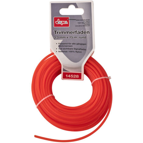 Motorsense Freischneider Mähfaden Trimmerfaden 3,3mm-15m rund Nylon Signalfarbe