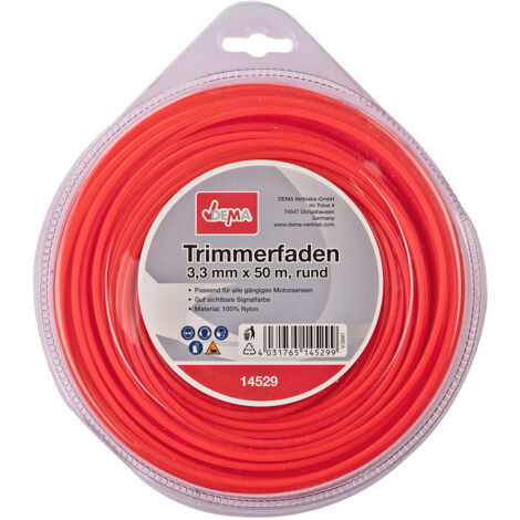 Motorsense Freischneider Mähfaden Trimmerfaden 3,3mm-50m rund Nylon Signalfarbe