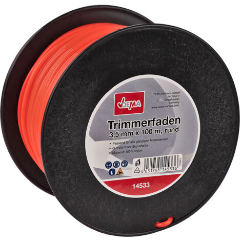 Motorsense Freischneider Mähfaden Trimmerfaden 3,5mm-100m rund Nylon Signalfarbe