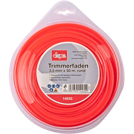 Motorsense Freischneider Mähfaden Trimmerfaden 3,5mm-50m rund Nylon Signalfarbe