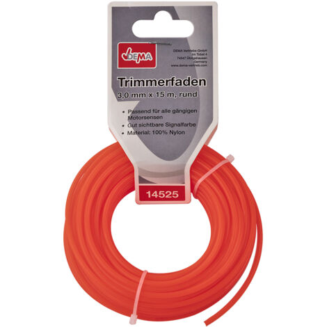 Motorsense Freischneider Mähfaden Trimmerfaden 3mm x 15m rund Nylon Signalfarbe