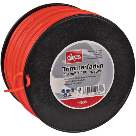 Motorsense Freischneider Mähfaden Trimmerfaden 4mm x 100m rund Nylon Signalfarbe