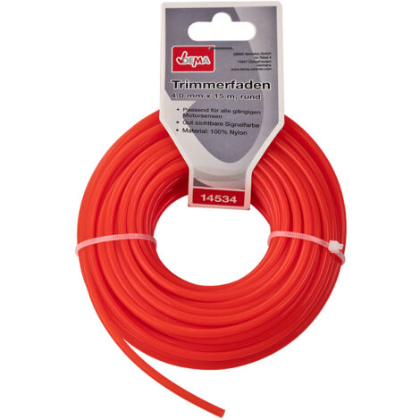 Motorsense Freischneider Mähfaden Trimmerfaden 4mm x 15m rund Nylon Signalfarbe