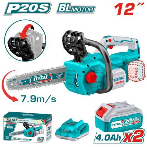 Motosega a batteria 20V brushless da 12"con 2 batterie 4Ah e caricatore