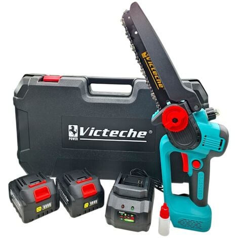 PARTENOPEA UTENSILI Motosega a Batteria 8" Brushless 21V con 2 Batterie, Olio e Valigetta