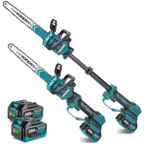 ONEVAN Motosega elettrica telescopica da 12 pollici, Motosega a batteria telescopica, con 2 batterie