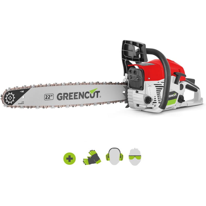 Greencut - Motoseghe a scoppio 2 tempi 68cc 3,9cv, spada da 22, numero di denti 86, manubrio ergonomico GS680X