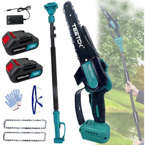 Motoseghe a batteria, motosega telescopica senza fili a lunga portata, potatore per alberi, taglia rami,sega a palo allungabile + 2 batterie 3.0A+ caricabatterie,Compatibile con la batteria Makita