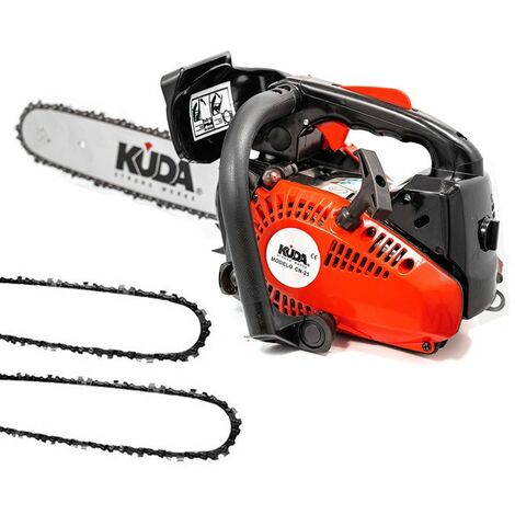 Motosierra gasolina poda KUDA 25,4cc 12"-30cm con 2 cadenas extras