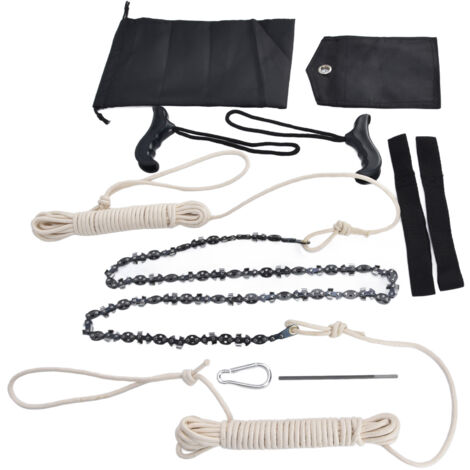 Motosierra portátil de mano para cortar ramas altas, 122 cm (48 pulgadas), 64 eslabones, dientes de acero al manganeso, ideal para el jardín y para acampar.