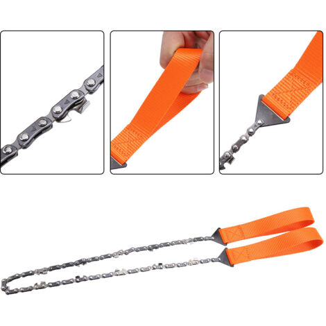 Motosierra portátil de supervivencia [CAMPING, EXTERIORES] Herramienta para senderismo, modelo de 103 cm (40,6 pulgadas), acero al manganeso, naranja