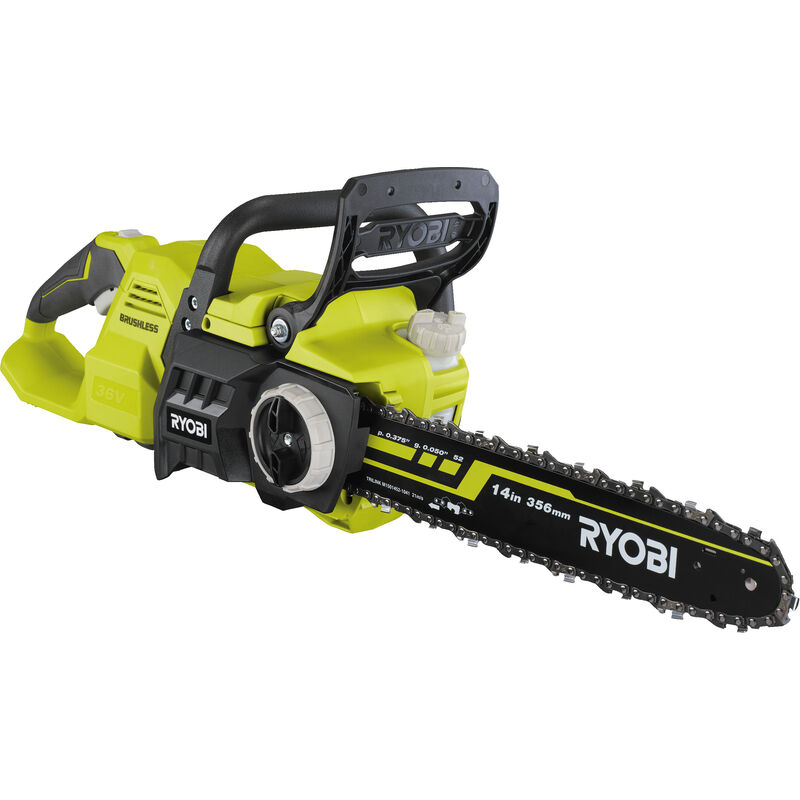 

Ryobi - Motosierra 36V - motor sin escobillas / BRUSHLESS - guia 35 cm - tensor sin herramienta - 1 batería Lítio+ 36V 5,0 Ah Max Power™ y 1 cargador