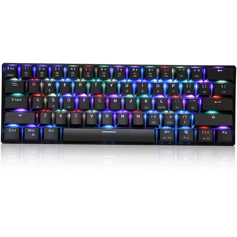 

CK61 RGB Teclado mecanico para juegos OUTMU Teclado de interruptores rojos 61 teclas Anti-fantasma con retroiluminacion para juegos Negro,