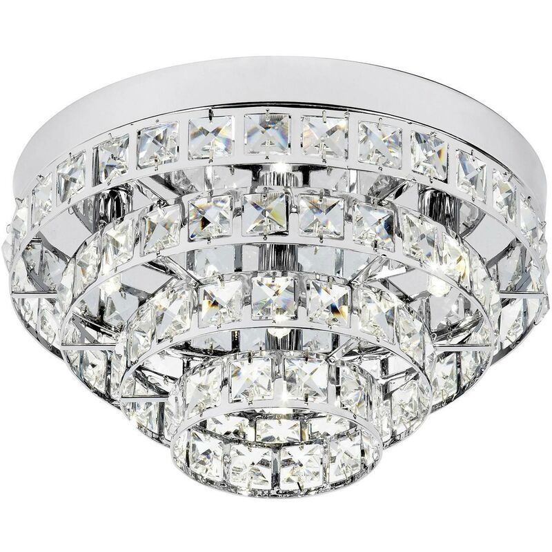Endon Motown - 4 Light Flush Ceiling Light Chrome, Clear Crystal (K5) Glass, G9