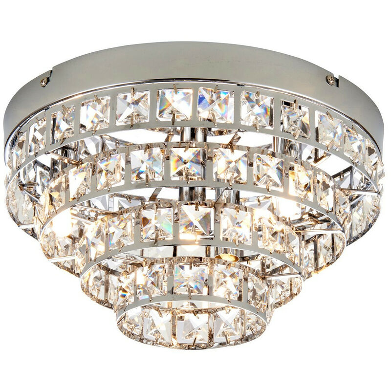 Motown - 4 Light Flush Ceiling Light Chrome, Clear Crystal (K5) Glass, G9 - Endon