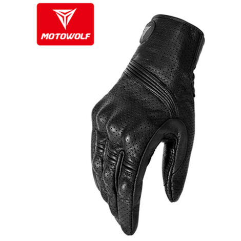 MotoWolf – gants de moto universels chauds, en cuir, résistants à l&39eau et au froid, pour course, automne et hiver,Breathable long,XXL,CHINA