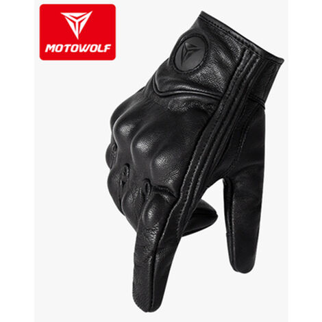 MotoWolf – gants de moto universels, chauds, en cuir, résistants à l&39eau et au froid, pour la course, automne et hiver,Windproof short,L,CHINA