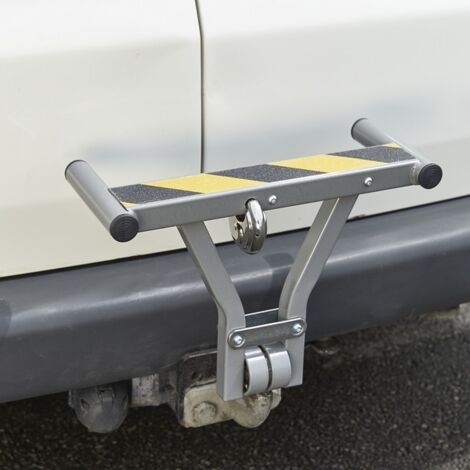 Mottez – Antivol bloque porte utilitaire en acier – Système de verrouillage à levier – Revêtement antidérapant – Compatible boule d'attelage - A084C