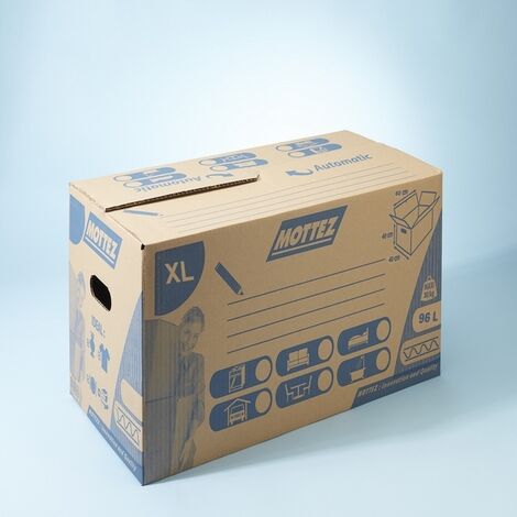 Mottez – Caisse de rangement en carton 96 litres – Dimensions 60 x 40 x 40 cm – Poids 100 g – Charge utile 20 kg – Matériau carton simple cannelure