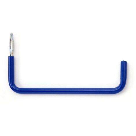 Mottez – Crochet de rangement gainé simple – Métal bleu – Fixation à vis – Résistance 60 kg – Dimensions H.24 x l.52 x P.2.5 cm