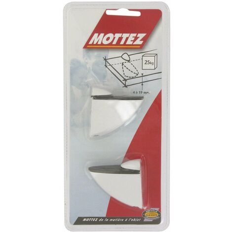 Mottez – Équerre de fixation crocodile blanche – Longueur 200mm – Acier pour bois dur – Résistante aux chocs – Lot de 2 pièces