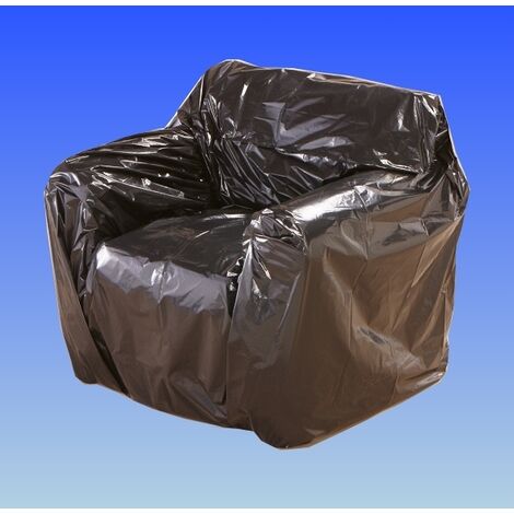 Mottez – Housse de protection pour fauteuil et chaise – Dimensions 130 x 110 x HT 105 cm – Épaisseur 45 microns – PEBD noir 100% recyclé