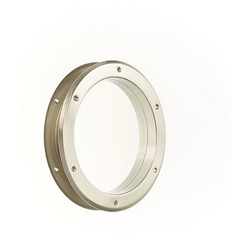 Mottez – Hublot de porte métal rond nickelé mat Ø26cm – Verre trempé 4mm – Compatible portes 40mm – Installation facile
