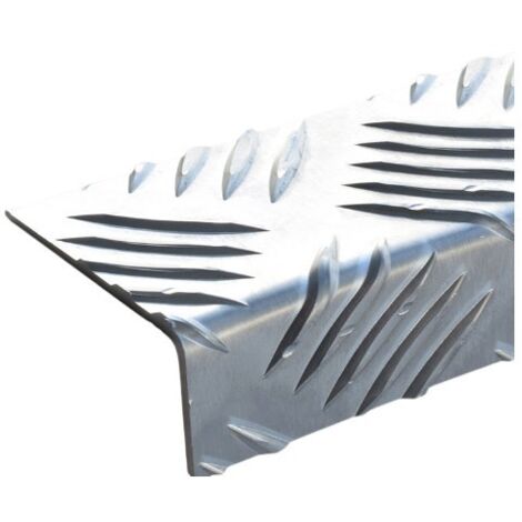 Mottez – Lot de 5 nez de marche d'escalier antidérapants 1m – Aluminium lamé – Largeur 5 cm – Découpables pour dimensions personnalisées