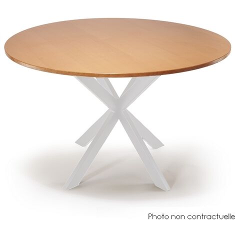 Mottez – Pied de table central blanc mat – Tube acier rectangulaire 60x30mm – Dimensions 79x79xHT71cm – Patins de réglage au sol