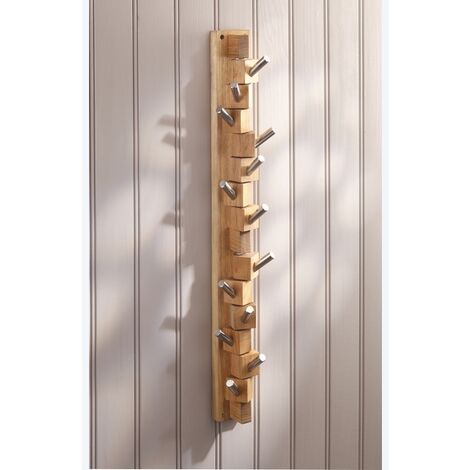 Mottez – Porte-manteau en chêne avec 13 patères – Hauteur 60 cm – Optimisation espace de rangement – Solution pratique pour toute la famille