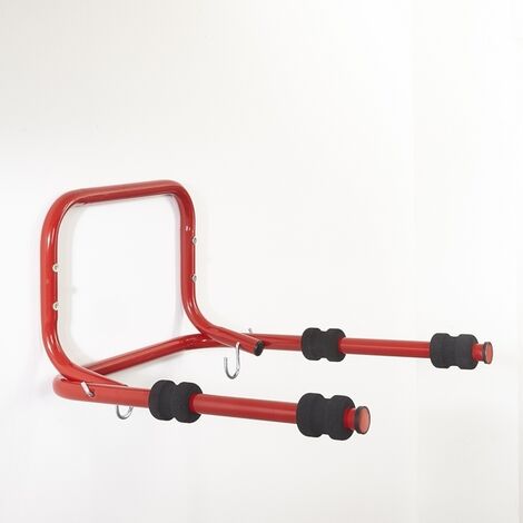 Mottez – Support mural rabattable pour 2 vélos – Tube en acier 25mm – Finition poudrée – 4 mousses haute densité – 2 crochets accessoires