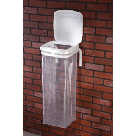 Mottez – Support sac poubelle mural B066F – Fixation murale – Pour sacs 30/110 litres – Idéal pour espaces confinés