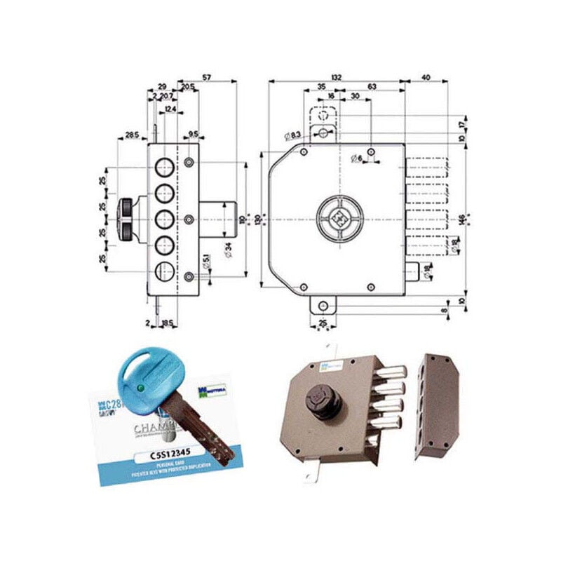 Mottura - Serratura Sic.Triplice Dx Pompa 30631