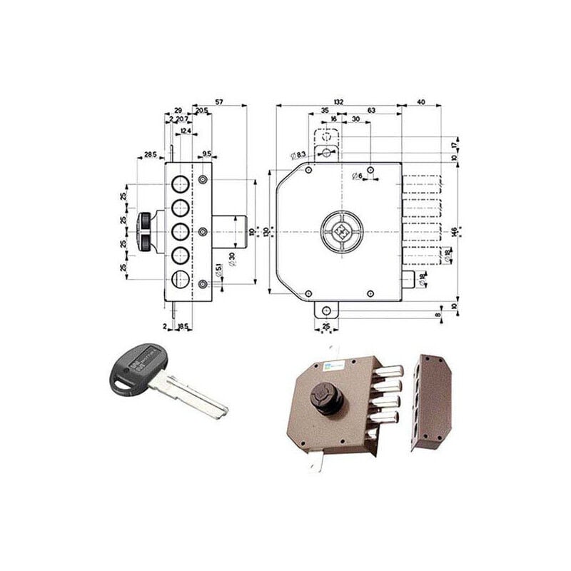 Mottura - Serratura Sic.Triplice Dx Pompa 30631