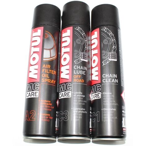 Motul C3 OFF ROAD Kettenschmiermittel + Clean C1 + Luftfilter A2 Quad Cross