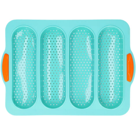 Moule à Baguette en Silicone Souple, 4 Rainures, Surface Lisse pour Cuisson Pain, Ustensile de Cuisine Vert
