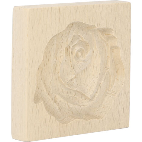Moule à Biscuits en Bois Réutilisable et Lavable, Facile à Démouler, Motif Rose Fleur pour la Cuisine et la Pâtisserie