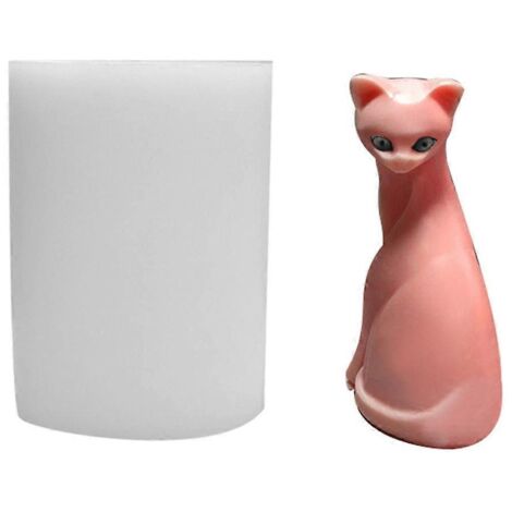 Moule à bougie 3D chaton en silicone pour fondant et gâteau, à faire soi-même ou à utiliser comme savon ou résine.