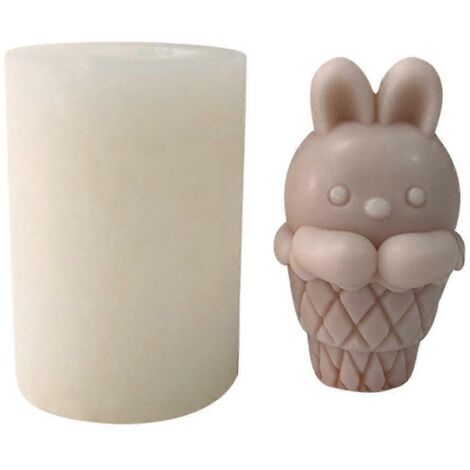 Moule à bougie 3D en silicone pour Pâques, moule à savon en résine et argile, lapin glacé, fait main