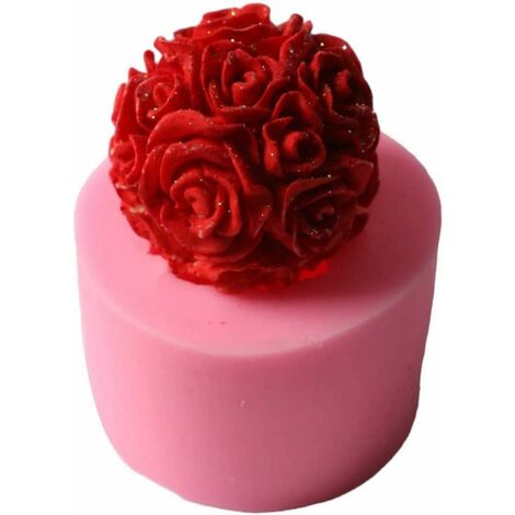 Moule à bougie en silicone en forme de boule de rose 3D pour aromathérapie - Pour barre de lotion, bombe de bain, craie de cire, papier polymère, pâte Fimo, cadeau artistique (6,3 x 4,5 cm)-